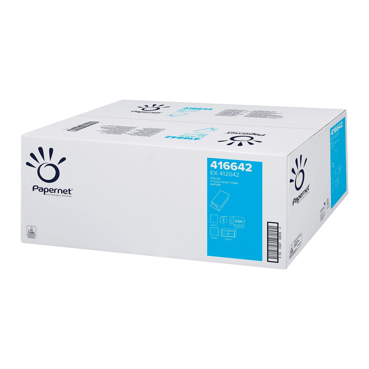 PAPERNET Papierhandtücher – V-Falz, 2-lagig, weiß, 3.990 Blatt