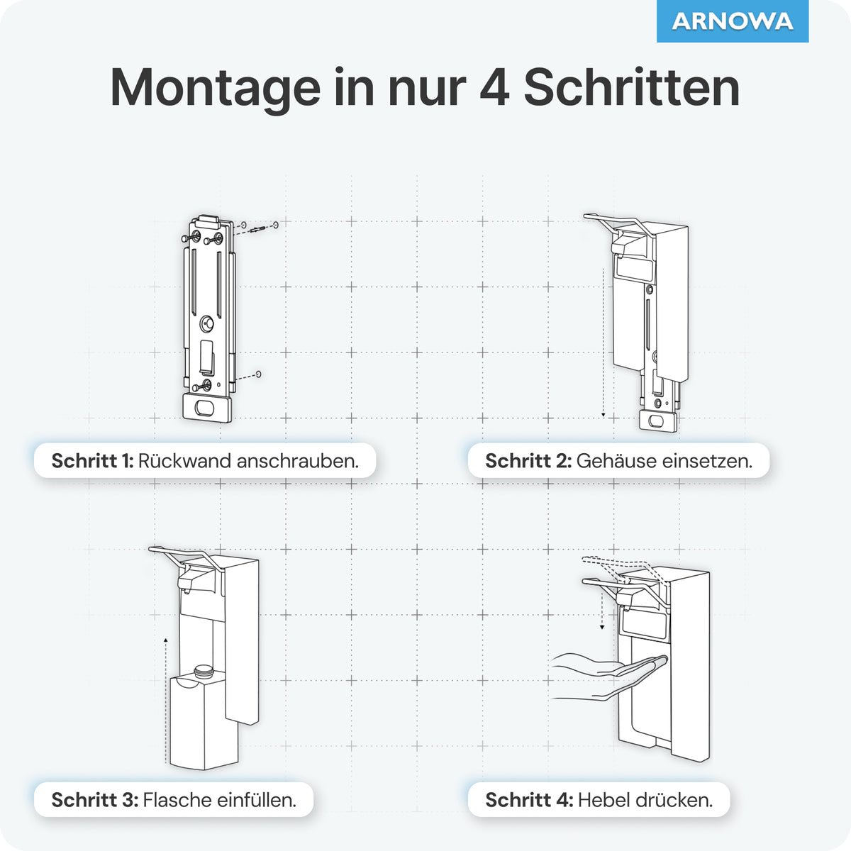 Desinfektionsspender 500ml Aluminium | Kurzer Hebel