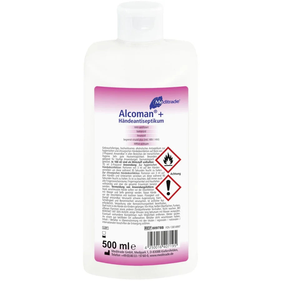 Meditrade Alcoman®+ Händedesinfektion – 500 ml / 1 Liter