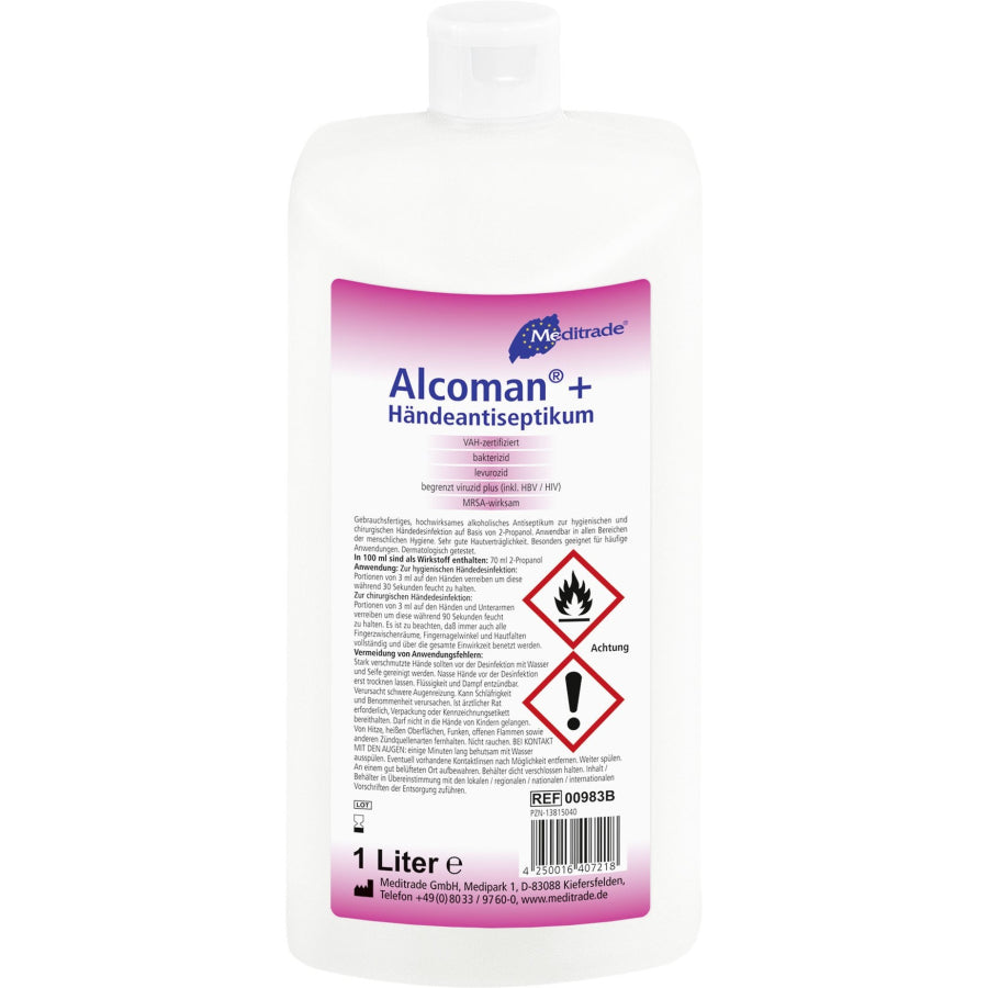 Meditrade Alcoman®+ Händedesinfektion – 500 ml / 1 Liter