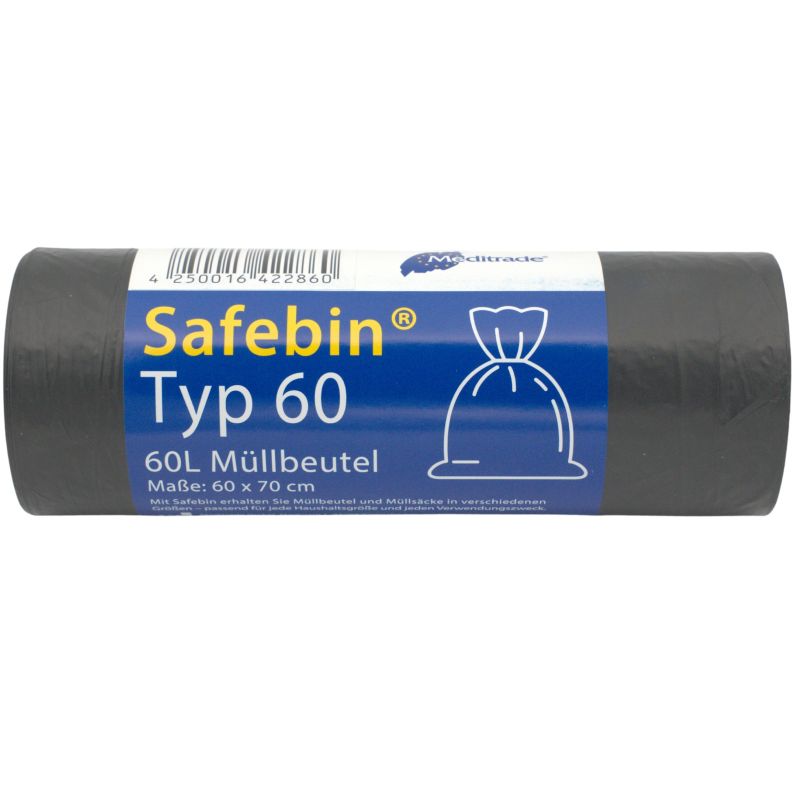 Safebin® Müllbeutel 60 Liter, schwarz – 40 Stück